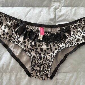 NWOT silver cheetah print Blush silky satin hipster panty size S